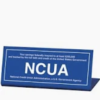 NCUA blue-white slant sign